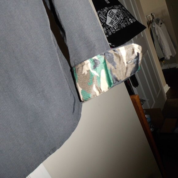 100 % PURE NYLON VENTED BLACK BUTTON‎ DOWN CAMO SHIRT - Picture 6 of 14